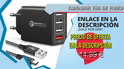 👉joomfeen Quick Charge 30 Cargador Usb Con Cable Usb Tipo C30w