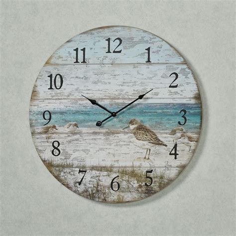 Sand Piper Coastal Wooden Wall Clock Beach House Decor Clock