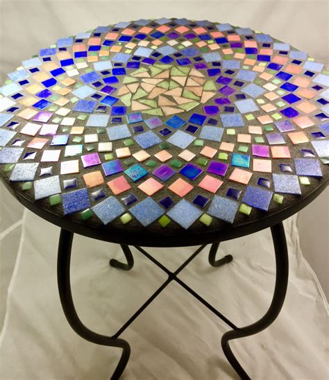 Mosaic Side Table Mosaic Tile Table Mosaic Patio Table Mosaic Tile Art