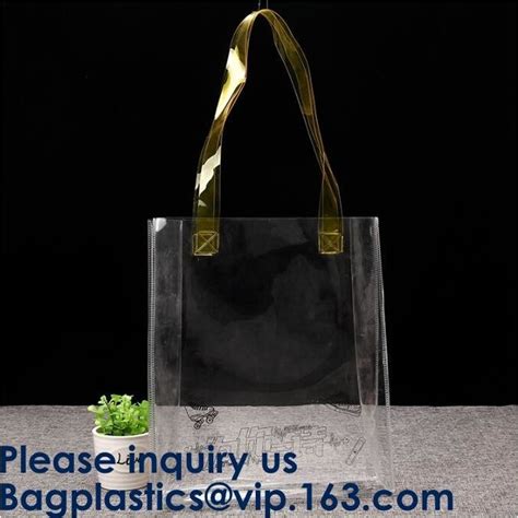 Custom Yellow Waterproof Clear Pvc Tote Bags Transparent Custom Large