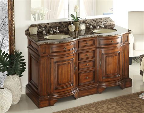Adelina 60 Inch Mission Double Sink Bathroom Vanity Fully Assembled Cream Marble Counter Top