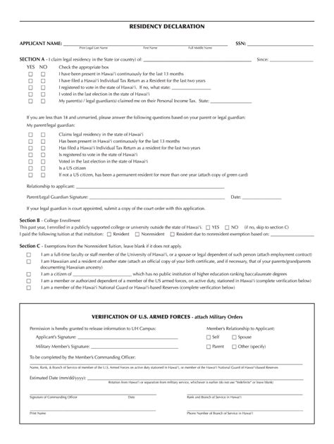 Fillable Online Residency Declaration Form Residency Declaration Fax