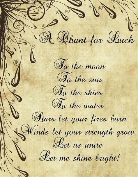 A Chant For Luck Printable Spell Pages Luck Spells Good Luck