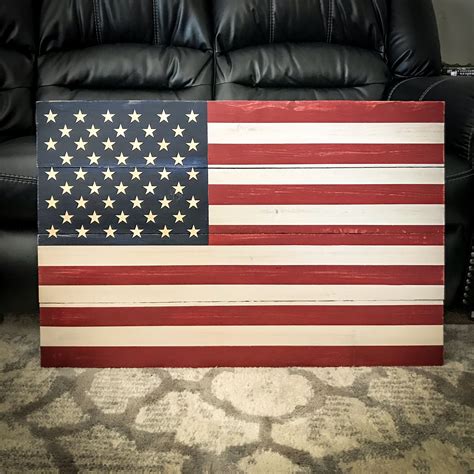 Rustic Wood American Flag From Wooden Flag American