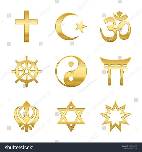 Golden World Religion Symbols Signs Major Stock Vector Royalty Free