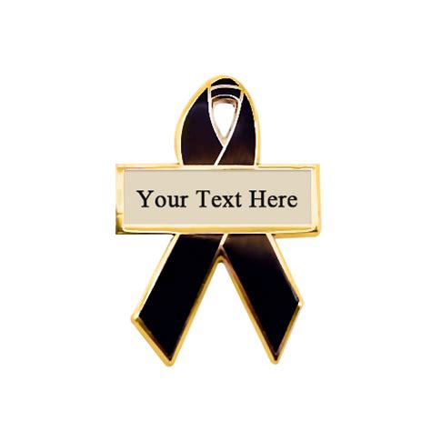 Black Personalized Cause Awareness Ribbon Pins