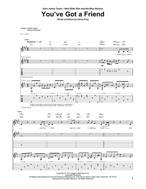 Youve Got A Friend Guitar Tab By James Taylor Guitar Tab 73414