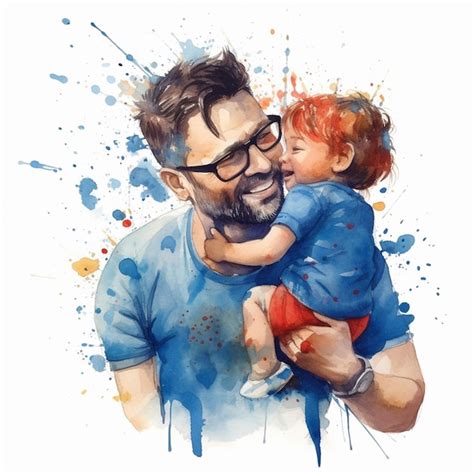 Premium Photo Happy Fathers Day Painting In Watercolor Effect