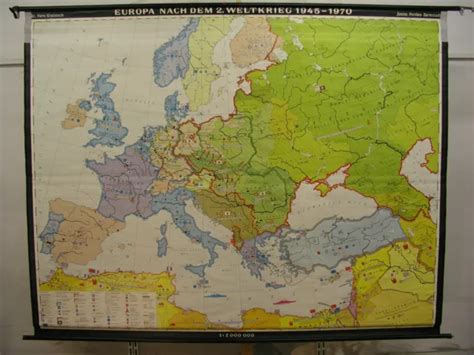 Schulwandkarte Wall Map Europa 1945 1970 Europe After Wwii Germany