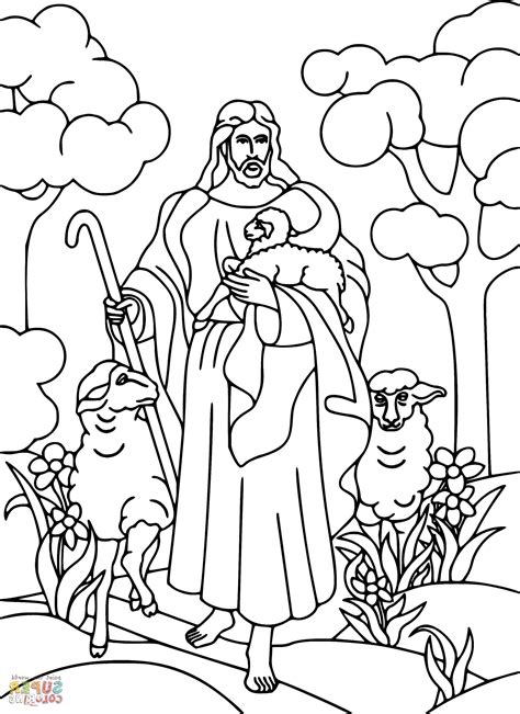 Jesus The Good Shepherd Coloring Page Jesus Coloring Pages Bible