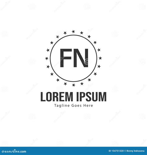 Initial Fn Logo Template With Modern Frame Minimalist Fn Letter Logo