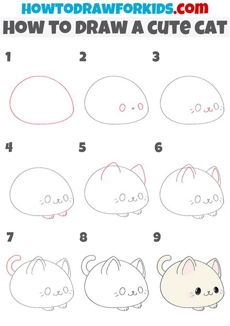 How To Draw A Cute Cat Easy Drawing Tutorial For Kids