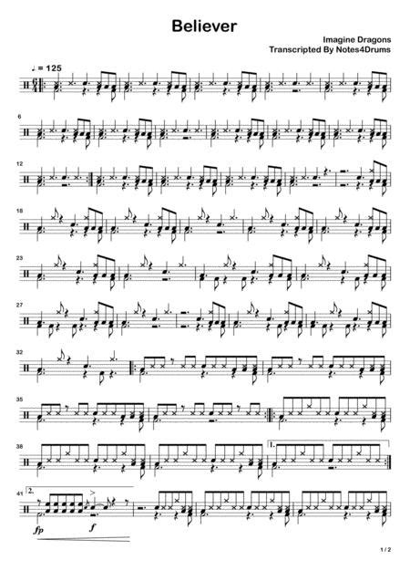Believer By Imagine Dragons Drums Sheetnotes Music Sheet Download