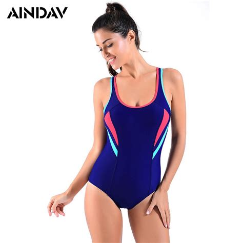 Professional Female Navy Blue One Piece Swimwear Women Sports Swimsuit