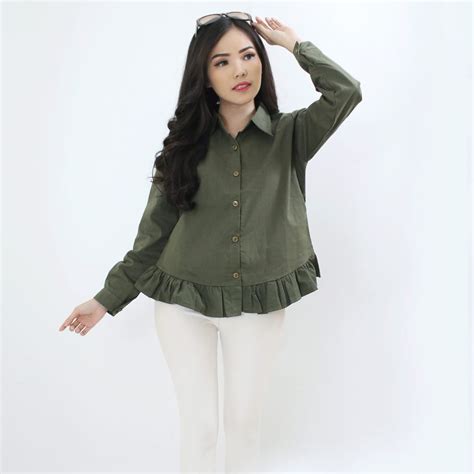 1.4 desain polo warna biru putih. Baju Wanita Warna Hijau Army - Kumpulan Model Kemeja