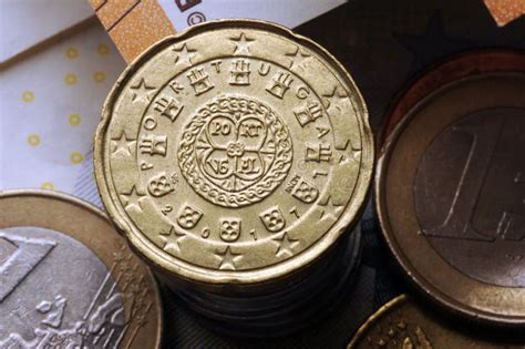 Closeup On Portuguese Euro Coins Stock Photo Image Of Portugal
