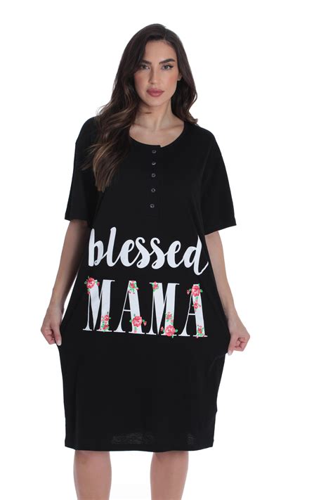 Just Love Short Sleeve Nightgown Sleep Dress For Women Black Blessed Mama 3x