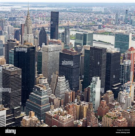 Manhattan Skyscraprers Aerial View Nyc Usa Stock Photo Alamy