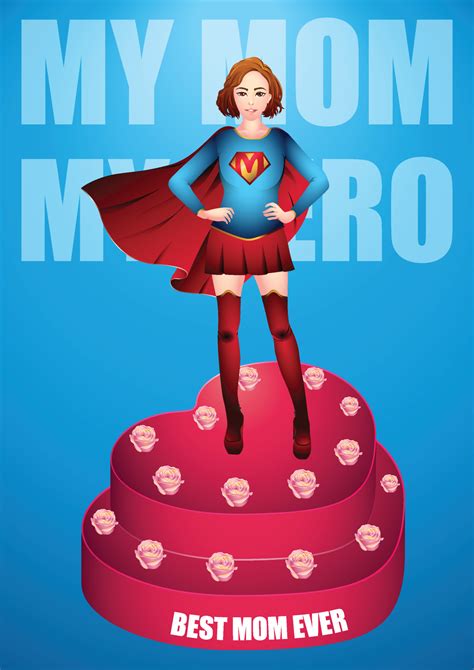 Super Mom Superhero Mascot Vector Illustration In Flat Art Style Best