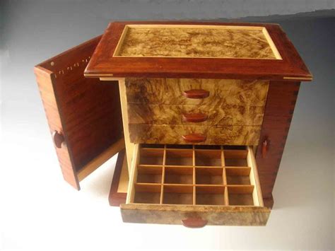 Handcrafted Necklace Holders Jewelry Box Made Of Exotic Wood With Two