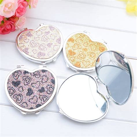 Bling Crystal Mini Beauty Pocket Mirror Makeup Compact Mirror Cosmetic Compact Mirrors Portable