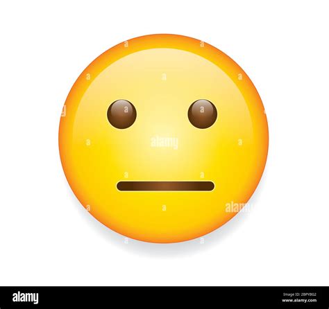 High Quality Emoticon On White Background Straight Face Emoji With
