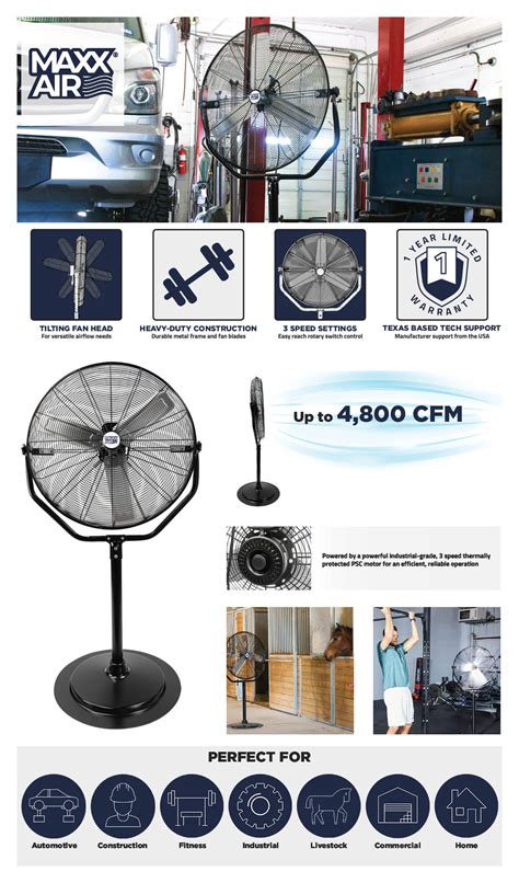 Maxx Air 30 In 3 Speed High Velocity Tilting Pedestal Fan Hvpf 30