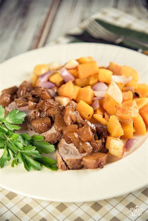 When subbing leftover pork in for chicken to make a variation of pad see ew, there's no need to marinate it. Pork Tenderloin With Pears And Butternut Squash | Paleo Leap