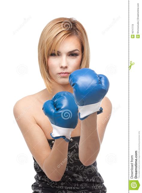 Young Woman Wearing Boxing Gloves Stock Photos Image 16717773