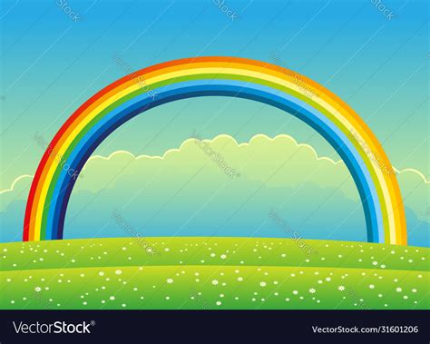 Beautiful Rainbow In Sky Royalty Free Vector Image