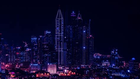 Night City Buildings Wallpaper Hd Vector 4k Wallpaper