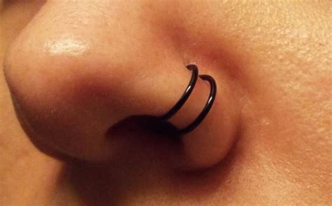 G Double Nose Ring For Single Pierced Nose Hoops Thick Etsy