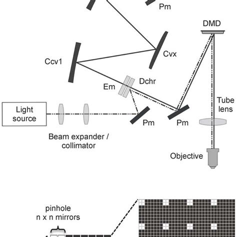 Schematic Diagrams Of The Dmd Confocal Optical Pathway And The Mirror