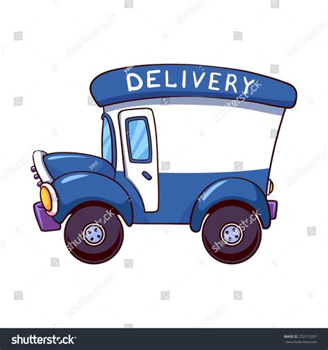 Cartoon Delivery Truck Vector Clipart Illustration Vector De Stock