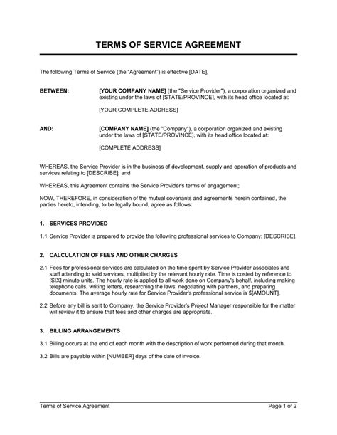 Terms Of Service Agreement Template By Business In A Box™