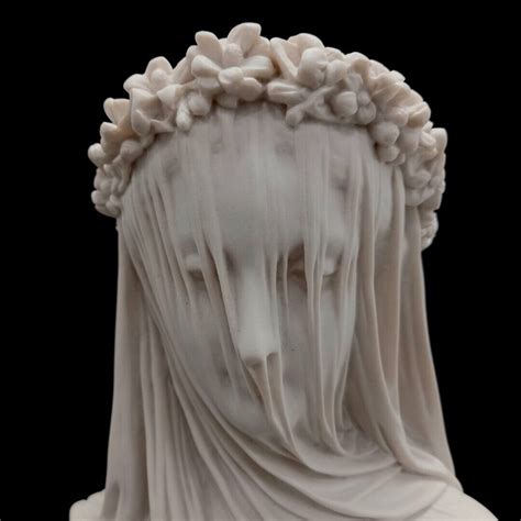 Veiled Lady Marble Bust Vestal Bride Monti Sculptured Arts Studio 38cm
