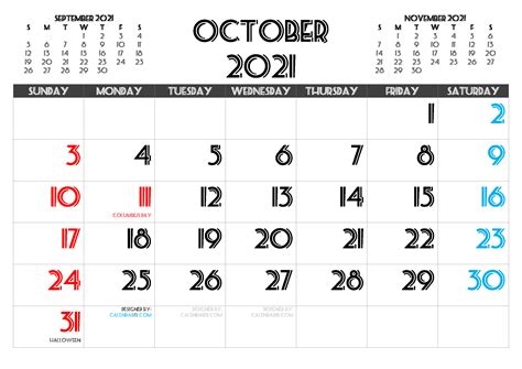 Free Printable October 2021 Calendar With Holidays 2021 Calendar