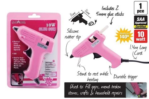 1 X Hot Pink Glue Gun Gun Only With 2 Clear Glue Sticks X 100mm Ezy
