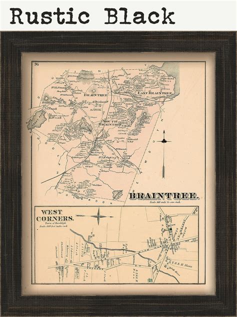 Town Of Braintree Massachusetts 1876 Map Replica Or Genuine Original