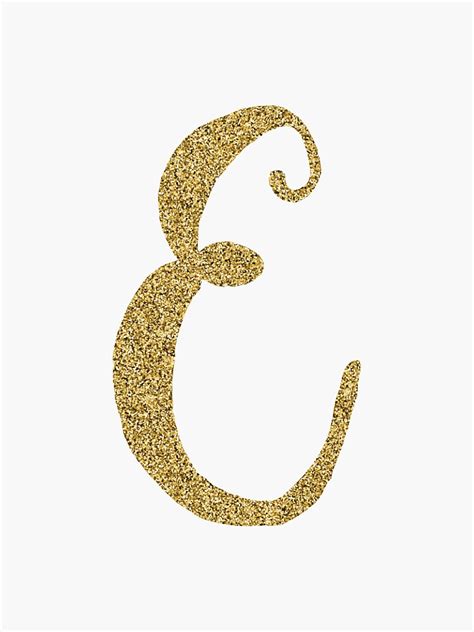 Letter E Gold Glitter Initial Sticker By Mackenziemakes Redbubble
