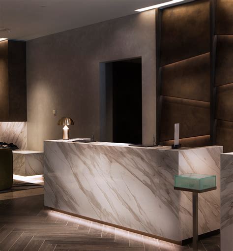 Concept merging of two great times in a single expression. Calacatta Gold Neolith - Miami Circle Marble & Fabrication