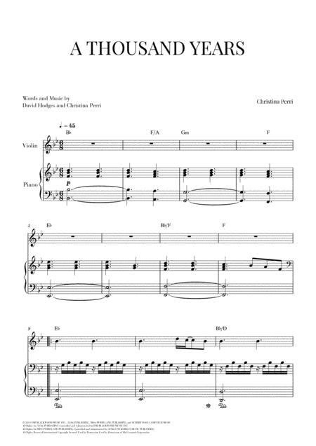 A Thousand Years For Violin And Piano Sheet Music Pdf Download