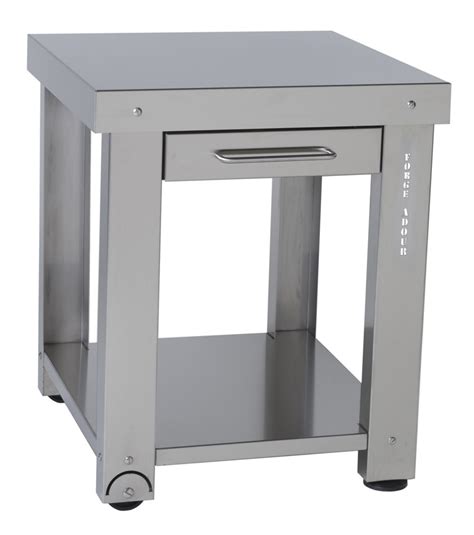 The first picture shows off how you can combine glass and stainless steel to make one of the most innovative stainless steel table designs you can get. Stainless Steel Side Table with one Shelf - The Barbecue Store