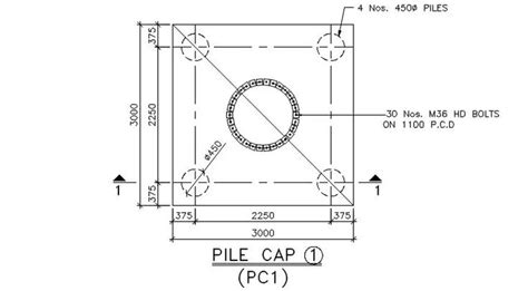 Pile Cap Detail Drawing Provided In This Autocad File Download This 2d