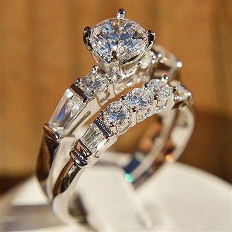 Iparam Womens Crystal Silver Wedding Ring 2019 Luxury Elegant