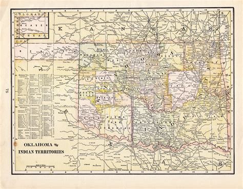 1901 Antique Indian Territory Map George Cram Atlas Map Of Oklahoma