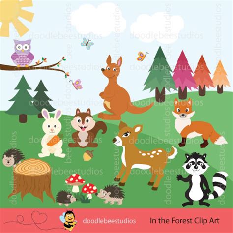 Woodlands Forest Animals Clipart Forest Animals Clip Art Etsy