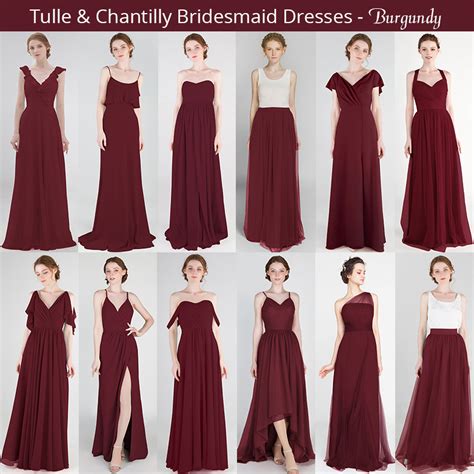 Red Bridesmaid Dresses Burgundy Bridesmaid Dresses Tulle And Chantilly
