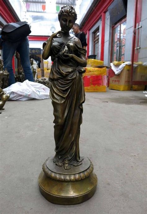 China Brass Copper Carved Woman Sculpture Figure Statue Statue
