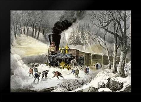 American Railroad Scenesnowbound Framed Art Print By Ives Currier And